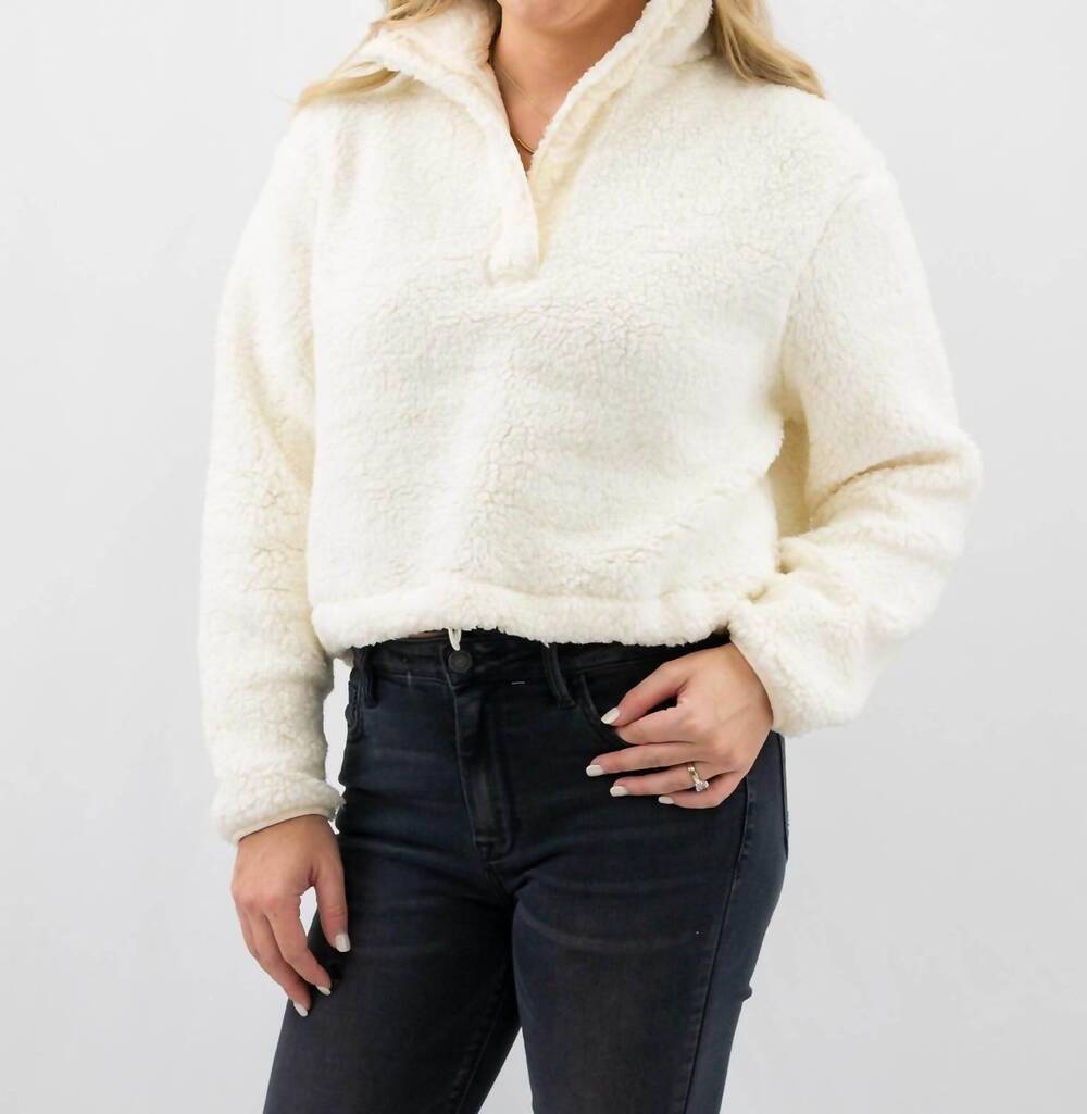 NEW HYFVE sherpa long sleeve pullover in white